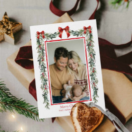 Elegant Botaniskt julfotkort Kort