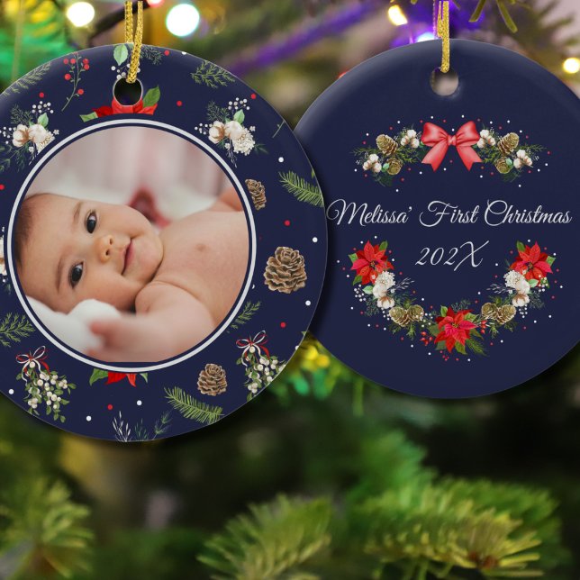 Elegant Botaniskt julfrö Första jul Julgransprydnad Keramik (Skapare uppladdad)