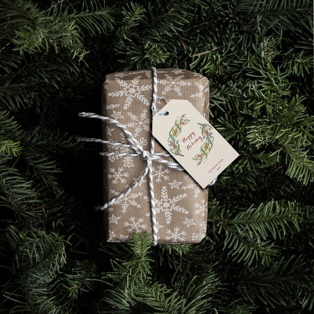 Elegant Botaniskt julfrö Lycklig Helgdag Presentetikett (Skapare uppladdad)