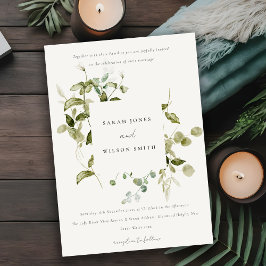 Elegant Botaniskt läder Foliage Watercolor Bröllop Inbjudningar