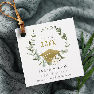 Elegant Botaniskt läderfrö Guld Studenten Gåvor Etiketter