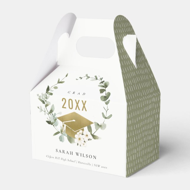 Elegant Botaniskt läderfrö Guld Studenten Presentaskar (Framsidan Sidan)