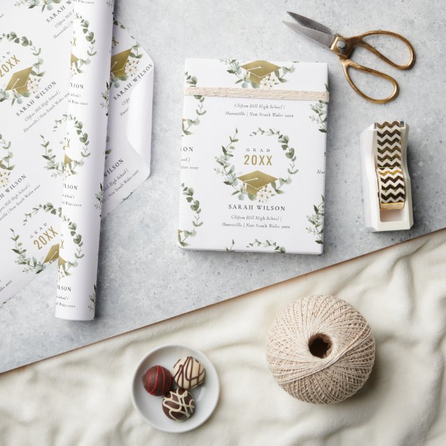 Elegant Botaniskt läderfrö Guld Studenten Presentpapper (Hantverk)