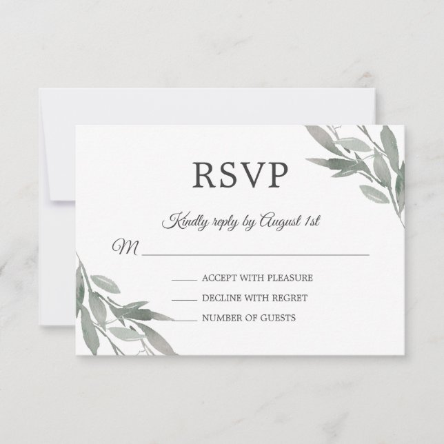 Elegant Botaniskt Löv Foliage Gold Foil Bröllop OSA Kort (Framsida)
