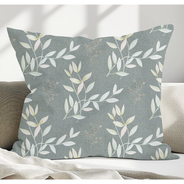 Elegant botaniskt Löv på vävda textilier Kudde (Skapare uppladdad)