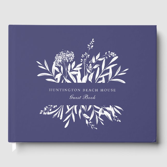 Elegant Botaniskt marinblått vaccin - hem Gästböcker (Framsida)