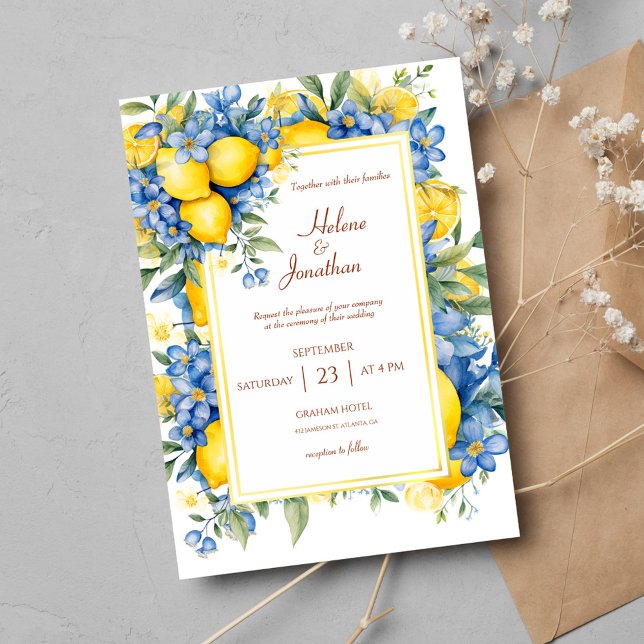 Elegant Botaniskt Modern Blommigt Bröllop Inbjudningar (Elegant Botanical Modern Floral Wedding Invitation)