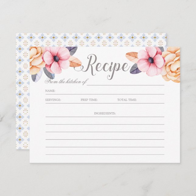 Elegant Botaniskt Möhippa - receptkort Inbjudningar (Fram/baksida)