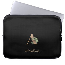 Elegant Botaniskt monogram Brev A Laptop sleeve