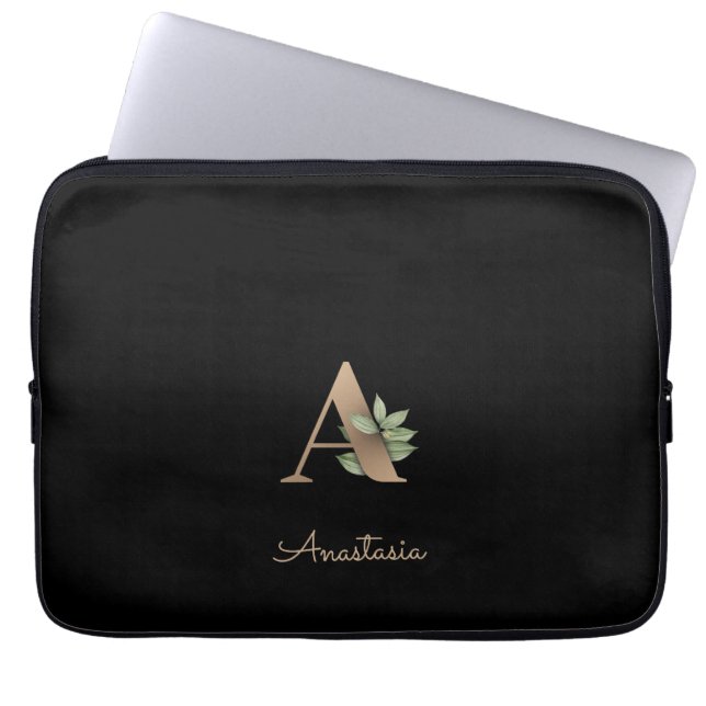Elegant Botaniskt monogram Brev A Laptop sleeve (Framsidan)