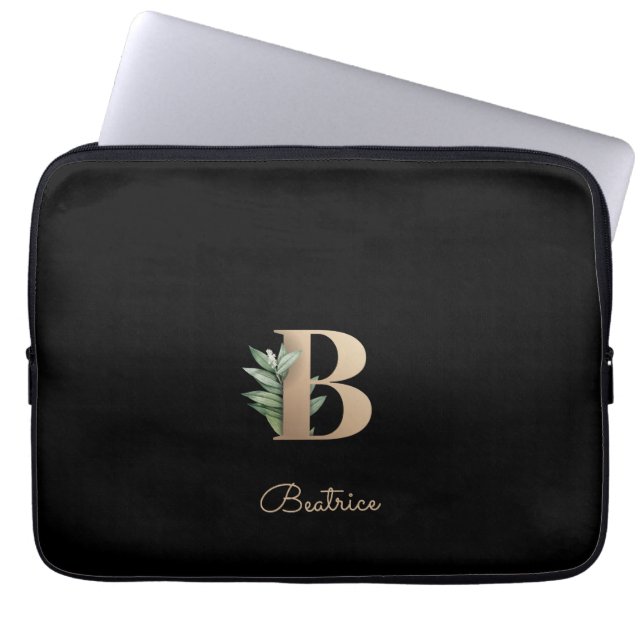 Elegant Botaniskt monogram Brev B Laptop sleeve (Framsidan)
