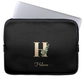 Elegant Botaniskt monogram Brev H Laptop sleeve