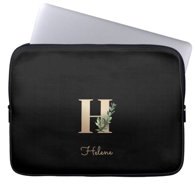 Elegant Botaniskt monogram Brev H Laptop sleeve (Framsidan)