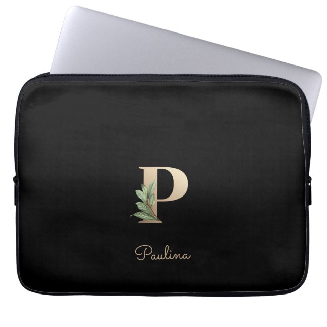 Elegant Botaniskt monogram Brev P Laptop sleeve (Framsidan)