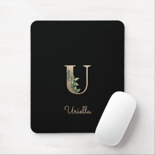 Elegant Botaniskt monogram Brev U-musmatta Musmatta