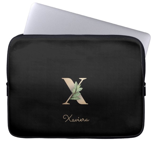 Elegant Botaniskt monogram Brev X Laptop sleeve (Framsidan)