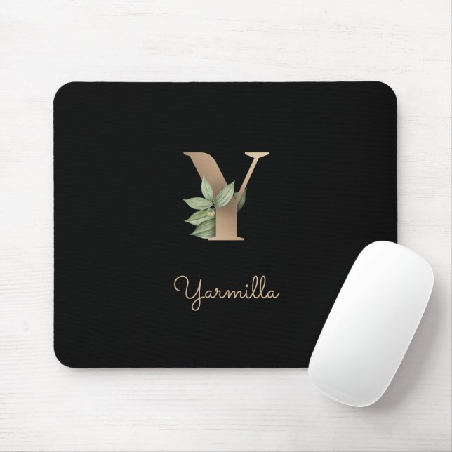 Elegant Botaniskt monogram Brev Y Musmatta (Med mus)