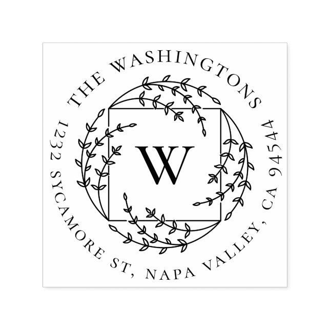 Elegant botaniskt monogram | FamiljeReturadress Självfärgande Stämpel (Design)