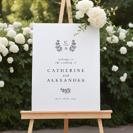Elegant Botaniskt monogram - första Bröllop-tecken Poster