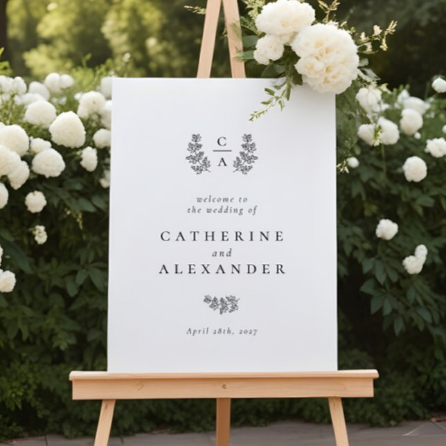 Elegant Botaniskt monogram - första Bröllop-tecken Poster (Skapare uppladdad)