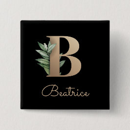 Elegant Botaniskt monogram Guld Brev B-knapp Knapp
