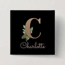 Elegant Botaniskt monogram Guld Brev C-knapp Knapp