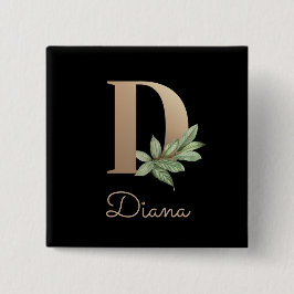 Elegant Botaniskt monogram Guld Brev D-knapp Knapp