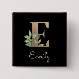 Elegant Botaniskt monogram Guld Brev E-knapp Knapp