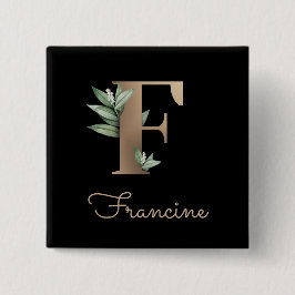 Elegant Botaniskt monogram Guld Brev F-knapp Knapp