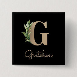 Elegant Botaniskt monogram Guld Brev G-knapp Knapp