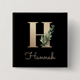 Elegant Botaniskt monogram Guld Brev H-knapp Knapp