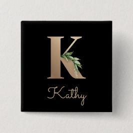 Elegant Botaniskt monogram Guld Brev K-knapp Knapp