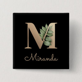 Elegant Botaniskt monogram Guld Brev M-knapp Knapp