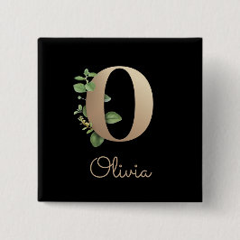 Elegant Botaniskt monogram Guld Brev O-knapp Knapp