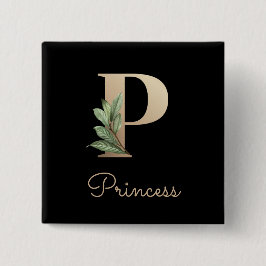 Elegant Botaniskt monogram Guld Brev P-knapp Knapp