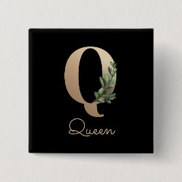 Elegant Botaniskt monogram Guld Brev Q-knapp Knapp