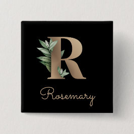 Elegant Botaniskt monogram Guld Brev R-knapp Knapp