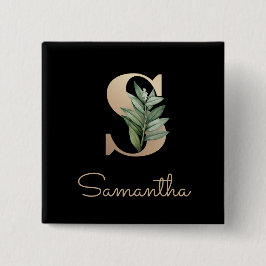 Elegant Botaniskt monogram Guld Brev S-knapp Knapp