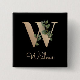 Elegant Botaniskt monogram Guld Brev W-knapp Knapp