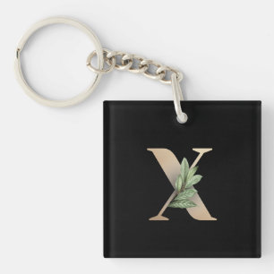 Elegant Botaniskt monogram Guld Brev X