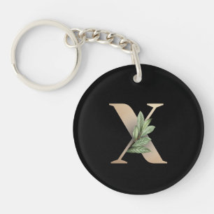 Elegant Botaniskt monogram Guld Brev X
