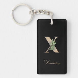 Elegant Botaniskt monogram Guld Brev X
