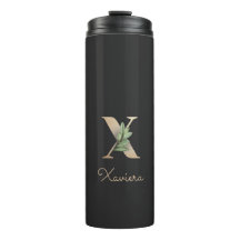 Elegant Botaniskt monogram Guld Brev X