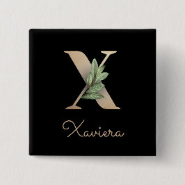 Elegant Botaniskt monogram Guld Brev X-knapp Knapp