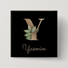 Elegant Botaniskt monogram Guld Brev Y-knapp Knapp