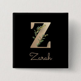 Elegant Botaniskt monogram Guld Brev Z-knapp Knapp