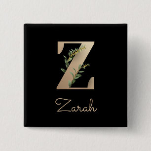 Elegant Botaniskt monogram Guld Brev Z-knapp Knapp