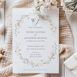Elegant Botaniskt monogram kalligrafi Bröllop Inbjudningar