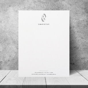 Elegant botaniskt monogram minimalistiskt bläckhuv brevhuvud
