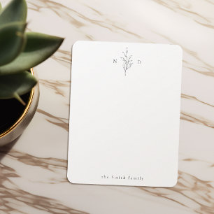Elegant botaniskt monogram personlig Stationery Anteckningskort